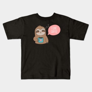 Cute Cartoon Coffee Sloth T-Shirt Kids T-Shirt